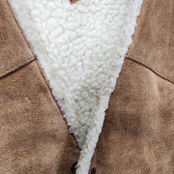 Vintage Genuine Suede Leather Sherling Western Vest Mens Rodeo Mens Medium - Picture 8 of 15